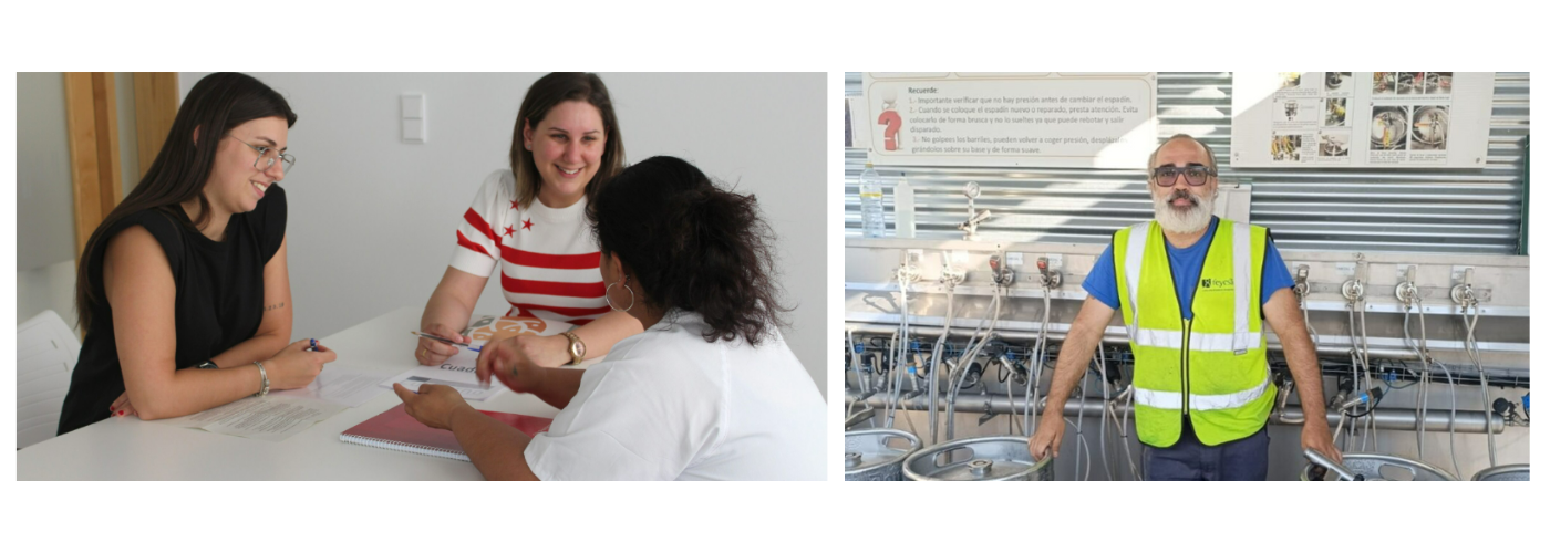 En la imagen de la izquierda, Orientación laboral - Saúde Mental FEAFES Galicia y en la derecha Servicio de Inserción Laboral de la Federación Salud Mental Región de Murcia.